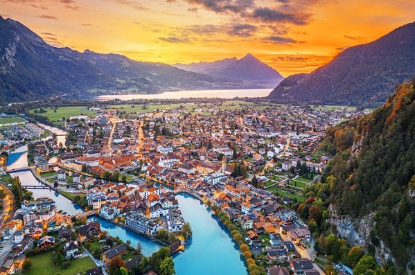 Interlaken, Switzerland Overlooking the Aare River Interlaken, Switzerland Overlooking the Aare River