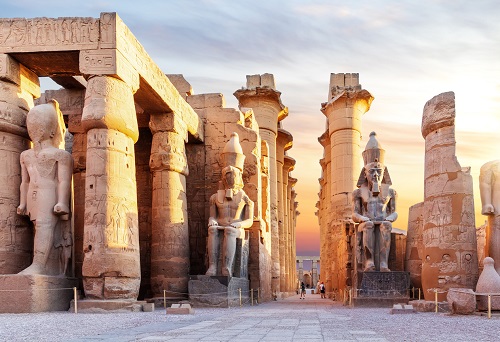 Luxor Temple, famous landmark of Egypt, first pylon view Luxor Temple, famous landmark of Egypt, first pylon view
