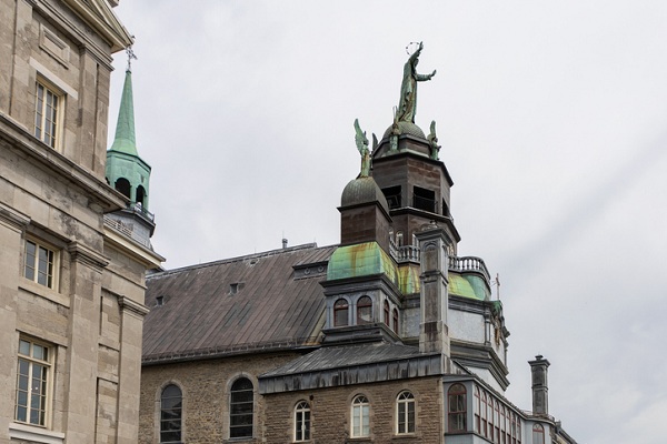 Notre-Dame-de-Bonsecours Chapel building facade in Old Montreal, Quebec, Canada