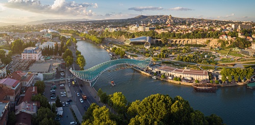 Panorama of the center of Tbilisi from the air